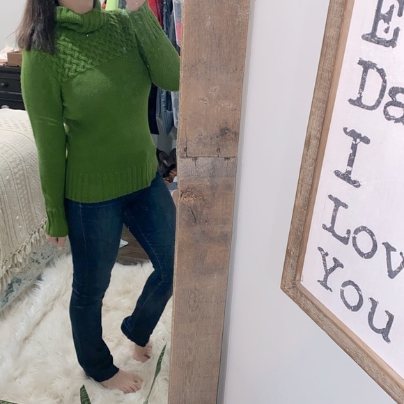 Faded Glory green knit turtleneck sweater size medium - Picture 2 of 5